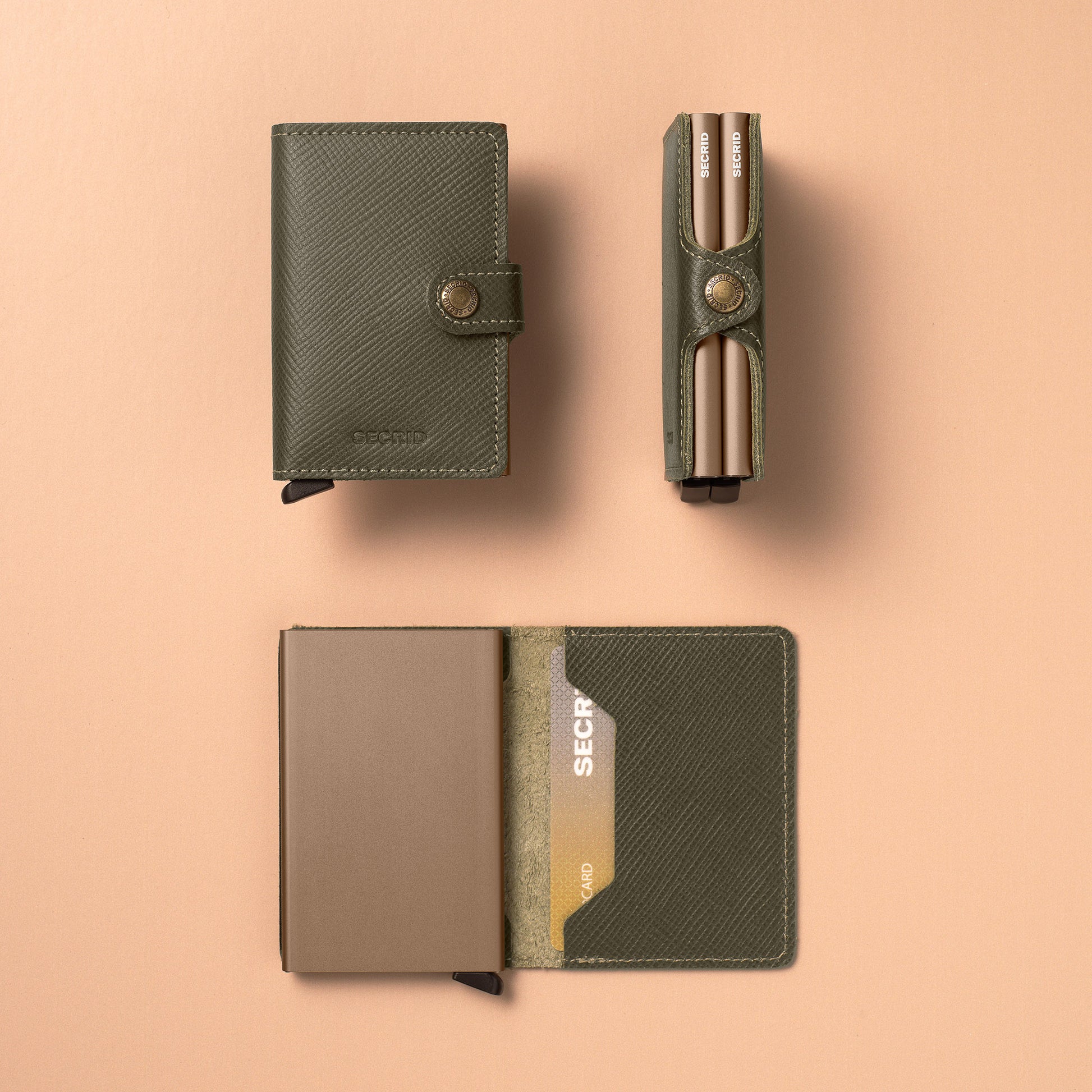 Secrid Miniwallet Saffiano│Pasjeshouder│art. MSA-OLIVE│met twinwallet en slimwallet