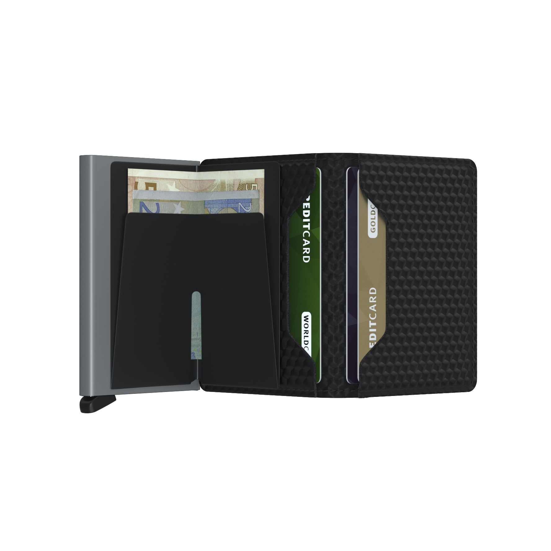 Secrid Slimwallet Cubic│art. SCU-BLACK-TITANIUM│Pasjeshouder│open met contant geld