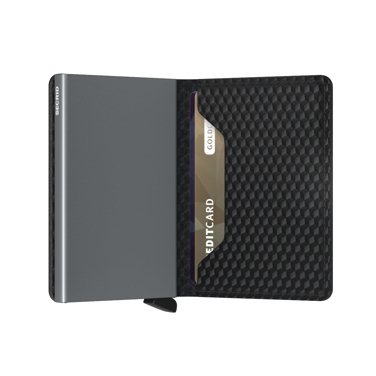 Secrid Slimwallet Cubic│art. SCU-BLACK-TITANIUM│Pasjeshouder en Portemonnee│half open