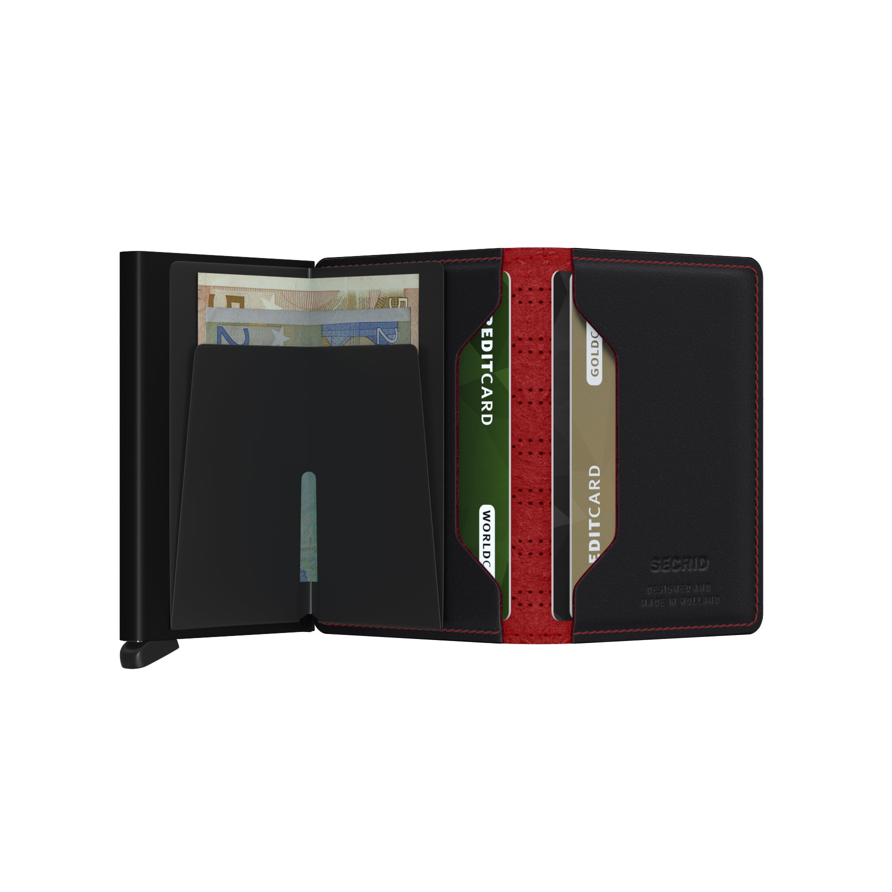 Secrid Slimwallet Fuel│art. SFU-BLACK-RED│Pasjeshouder│open met contant geld