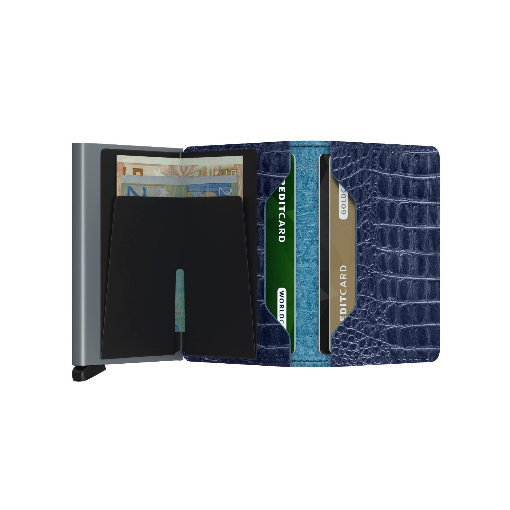 Secrid Slimwallet Nile│art. SN-BLUE│Pasjeshouder│geopend met contant geld