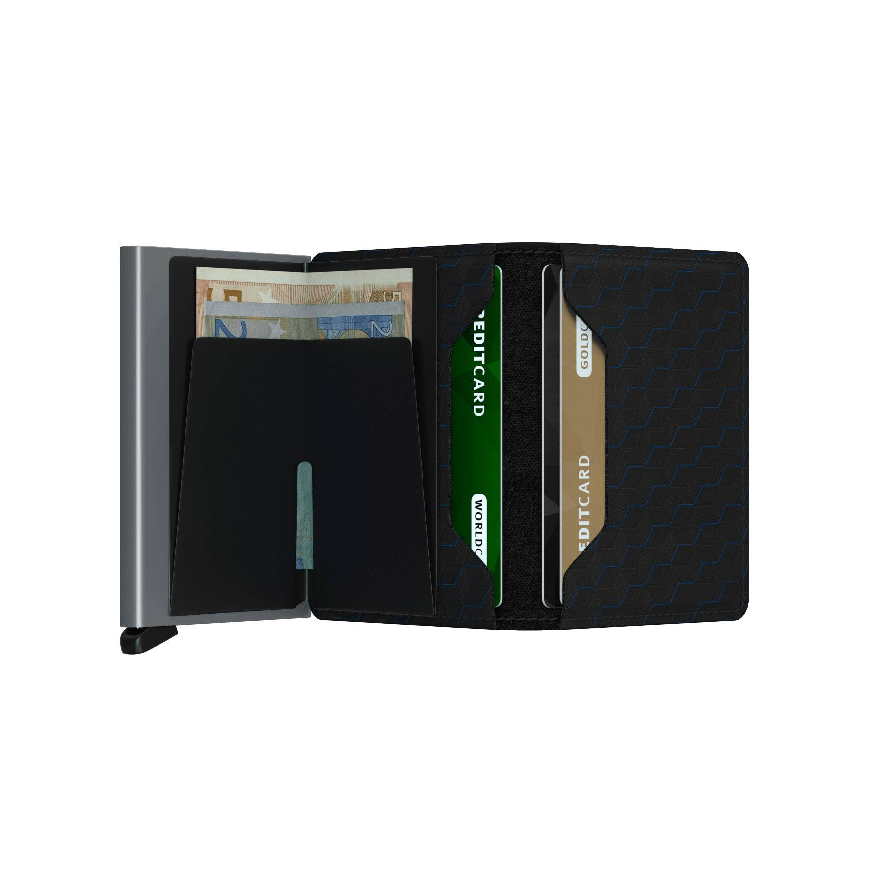 Secrid Slimwallet Optical│art. SOP-BLACK-TITANIUM│Pasjeshouder en Portemonnee│open met contant geld