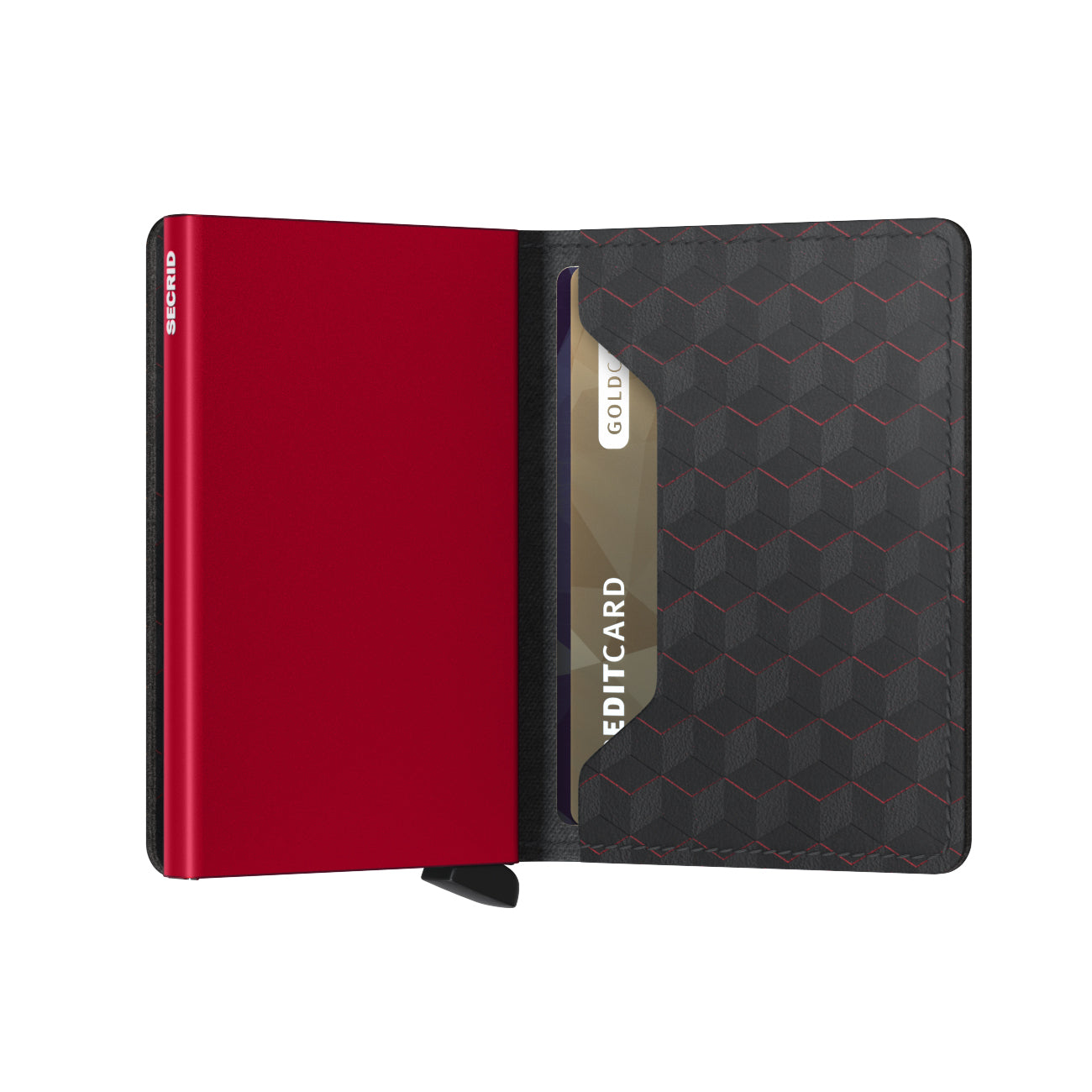 Secrid Slimwallet Optical│art. SOP-BLACK-RED│Pasjeshouder en Portemonnee│half open