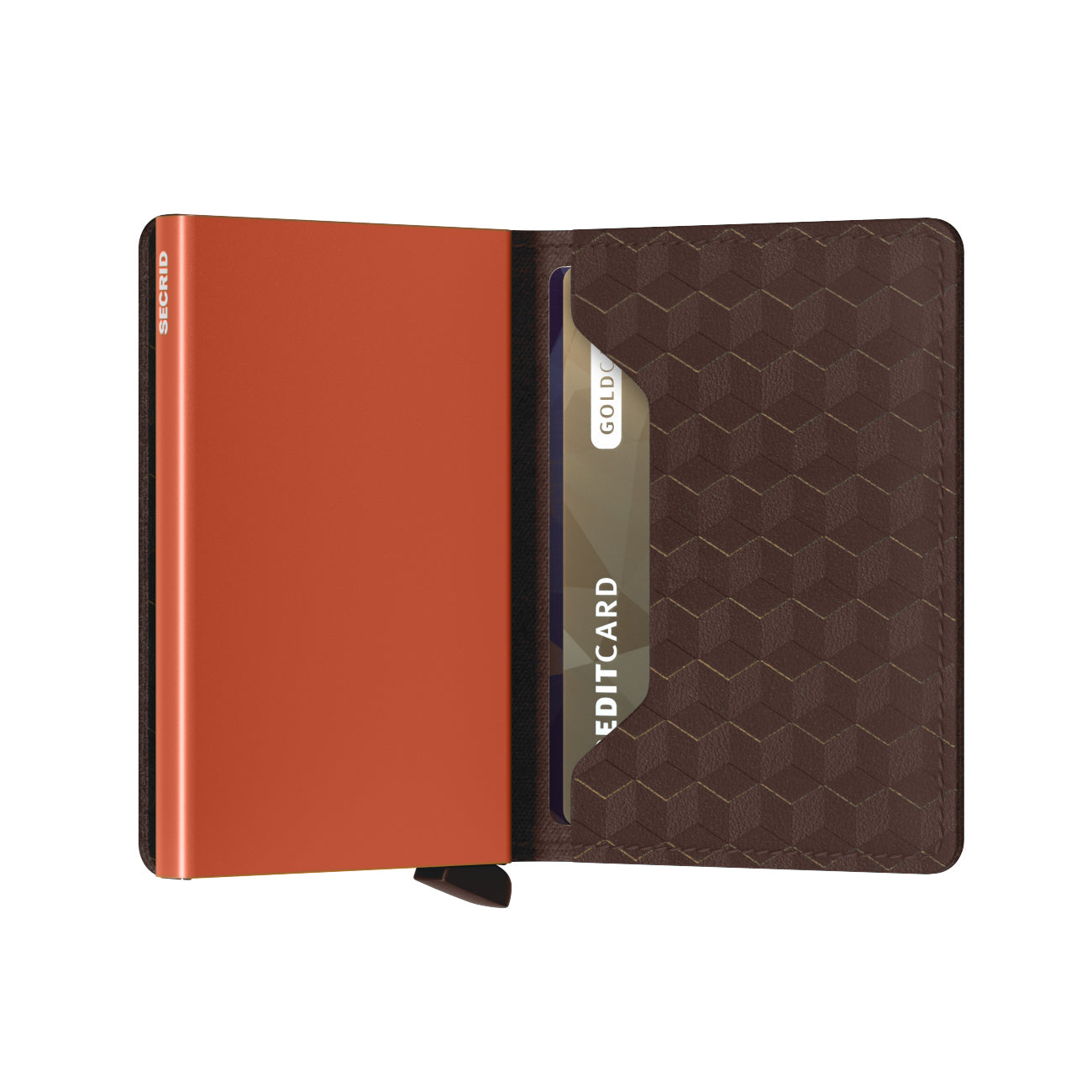 Secrid Slimwallet Optical│art. SOP-BROWN-ORANGE│Pasjeshouder en Portemonnee│half open