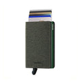 Secrid Slimwallet Twist│art. STW-GREEN│Pasjeshouder│voorkant met uitgeschoven pasjes en clip