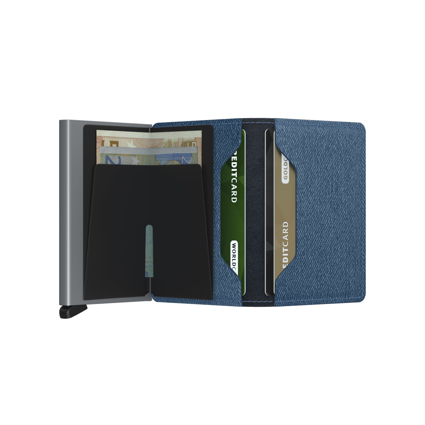 Secrid Slimwallet Twist│art. STW-JEANS-BLUE│Pasjeshouder en Portemonnee│geopend met contant geld
