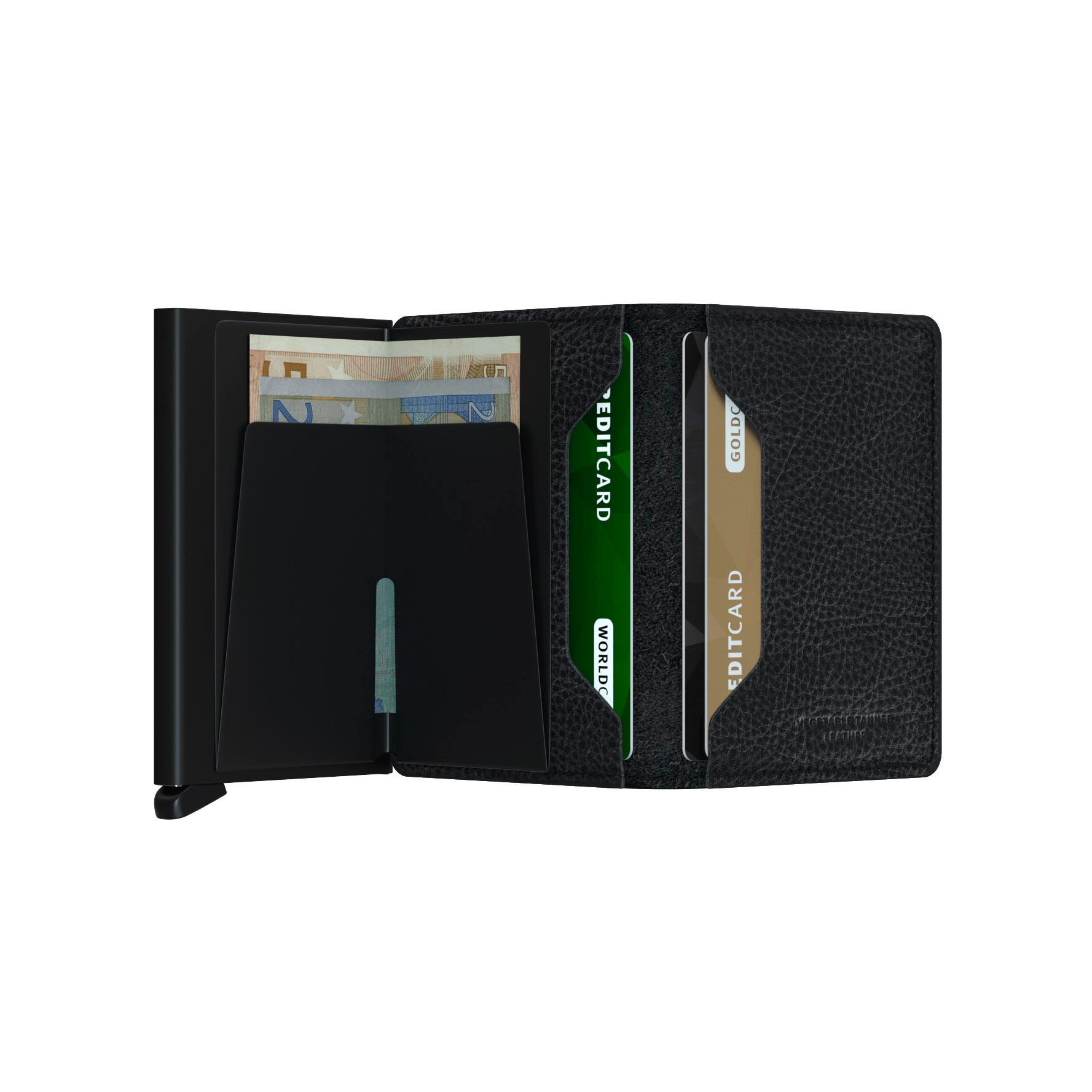 Secrid Slimwallet Veg│art. SVG-BLACK-BLACK│Pasjeshouder│geopend met contant geld
