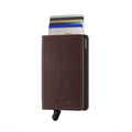 Secrid Slimwallet Veg│art. SVG-ESPRESSO-BROWN│Pasjeshouder│voorkant met uitgeschoven pasjes en clip