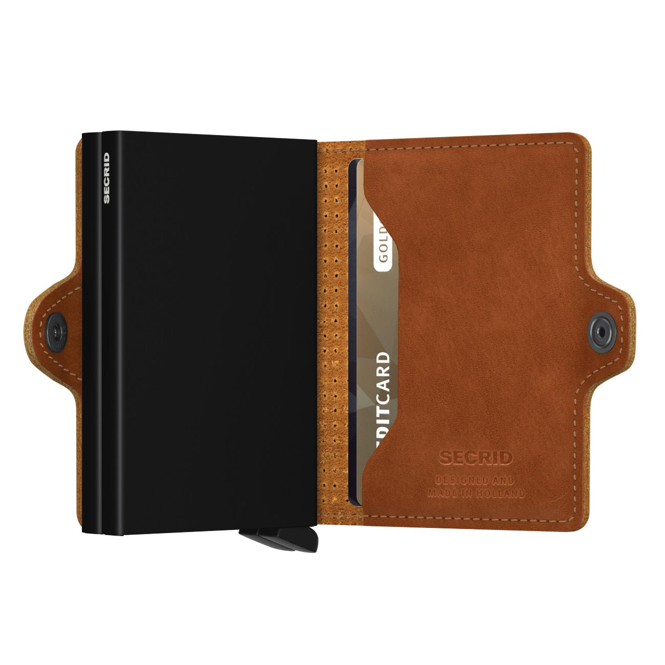 Secrid Twinwallet Perforated│art. TPF-COGNAC│Pasjeshouder en Portemonnee│half open