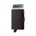 Secrid Twinwallet Fuel│art. TFU-BLACK-RED│Pasjeshouder│voorkant met uitgeschoven pasjes en clip