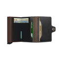 Secrid Twinwallet Saffiano│art. TSA-BROWN│Pasjeshouder│geopend met contant geld