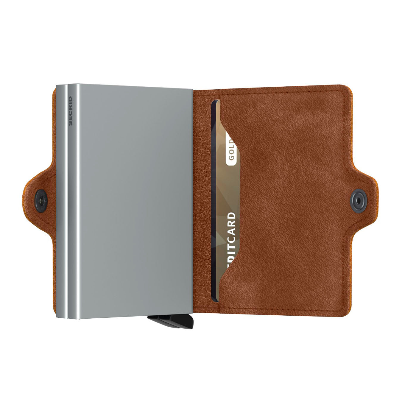 Secrid Twinwallet Vintage│art. TV-COGNAC-SILVER│Pasjeshouder│half open