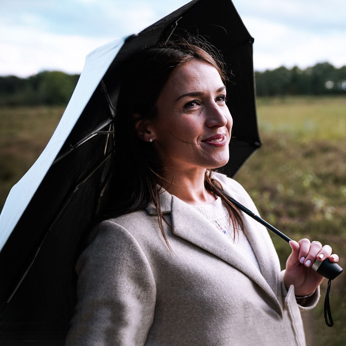 Senz Stormparaplu Mini│Opvouwbaar │Shiny Silver│Senz Umbrella│Lifestyle geopemd weiland