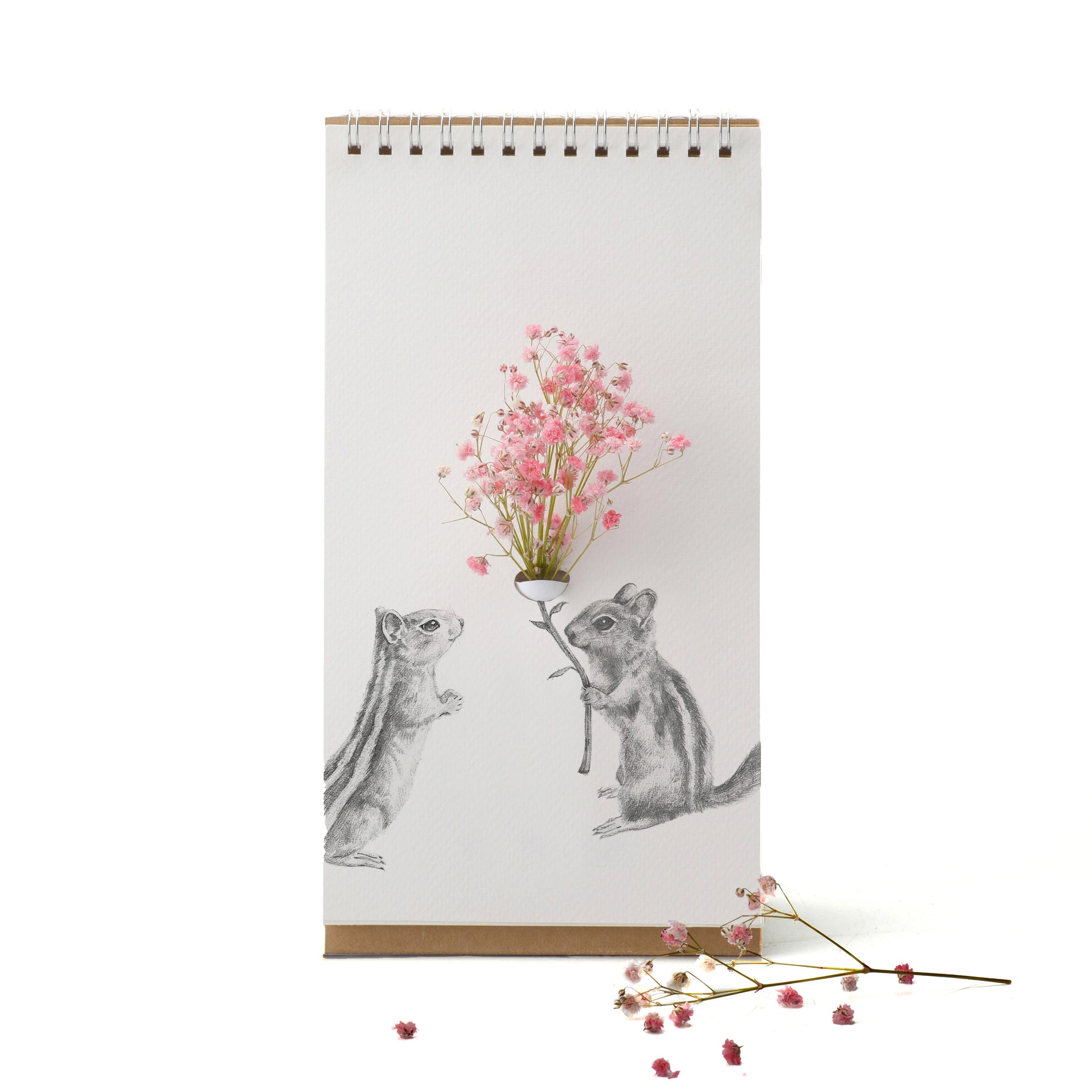 Flip Vase Dieren│Spextrum│art. S003COMPANION│eekhoorns met roze bloemetjes