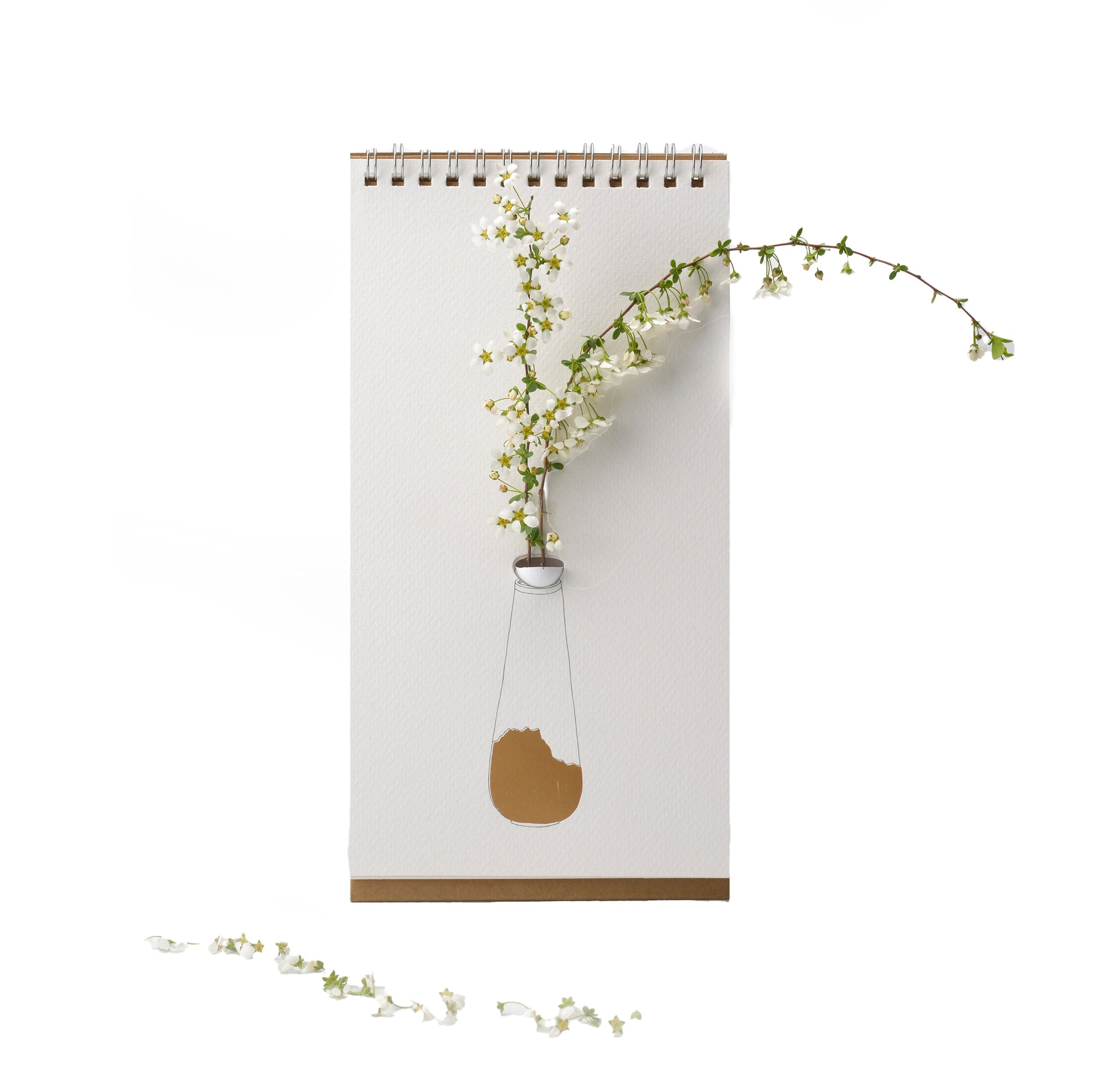 Flip Vase Spextrum│Vase Gold│Papieren vaas │art. S003GOLD│goud aan onderzijde met witte bloemetjes