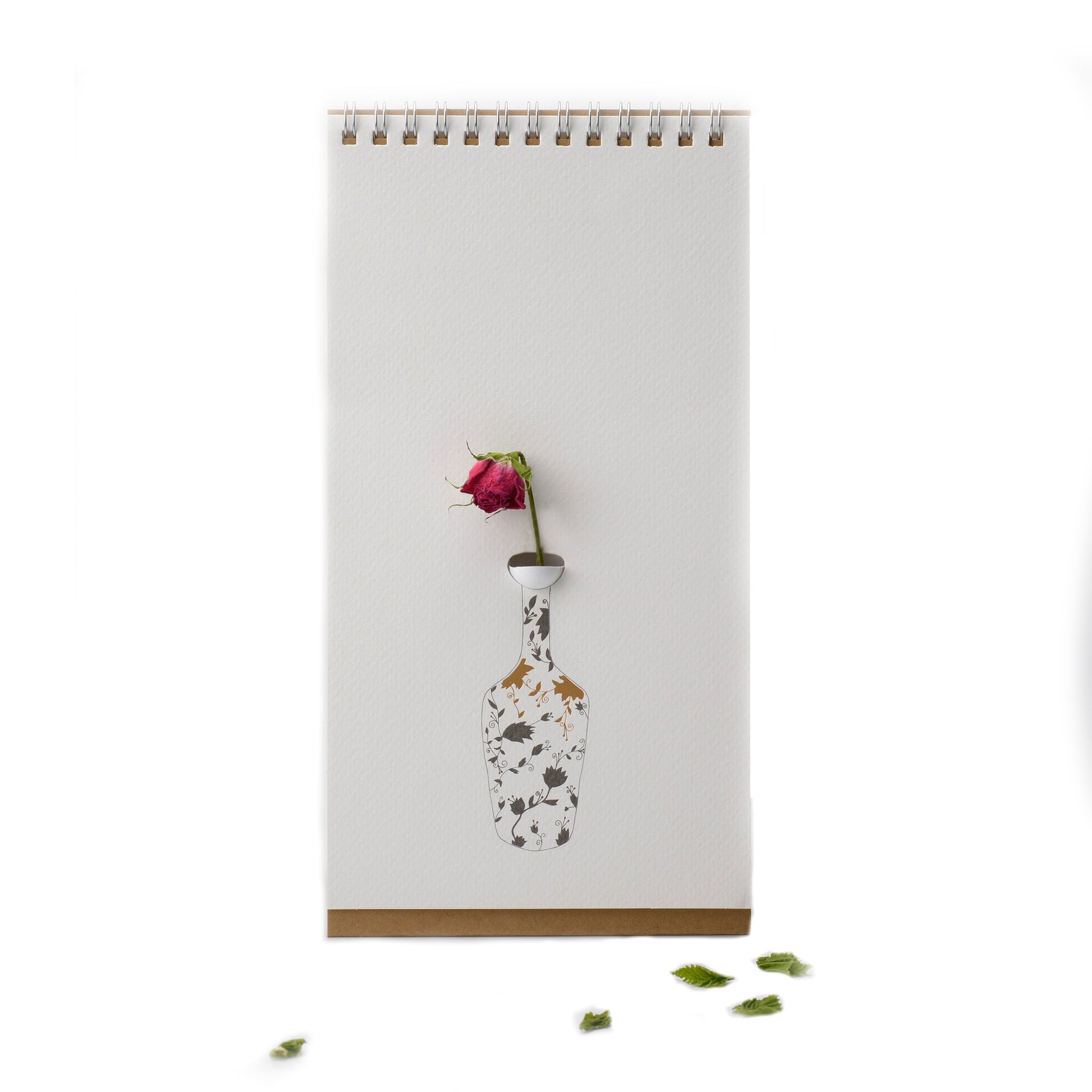 Flip Vase Spextrum│Vase Gold│Papieren vaas │art. S003GOLD│met gouden en zwarte bloemen