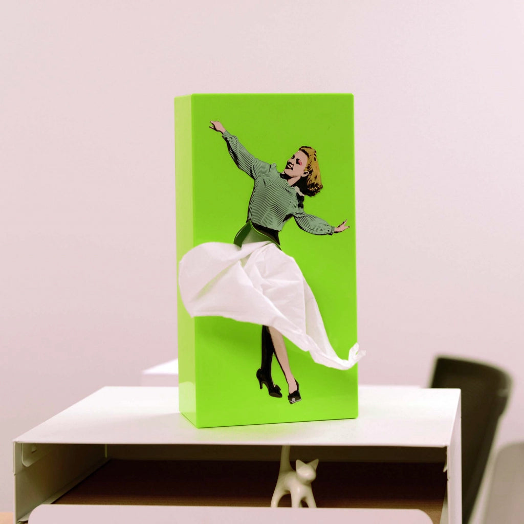 Tissue Up Girl Tissuebox│Groen│Retro Pin-Up zakdoekhouder│foto op kast