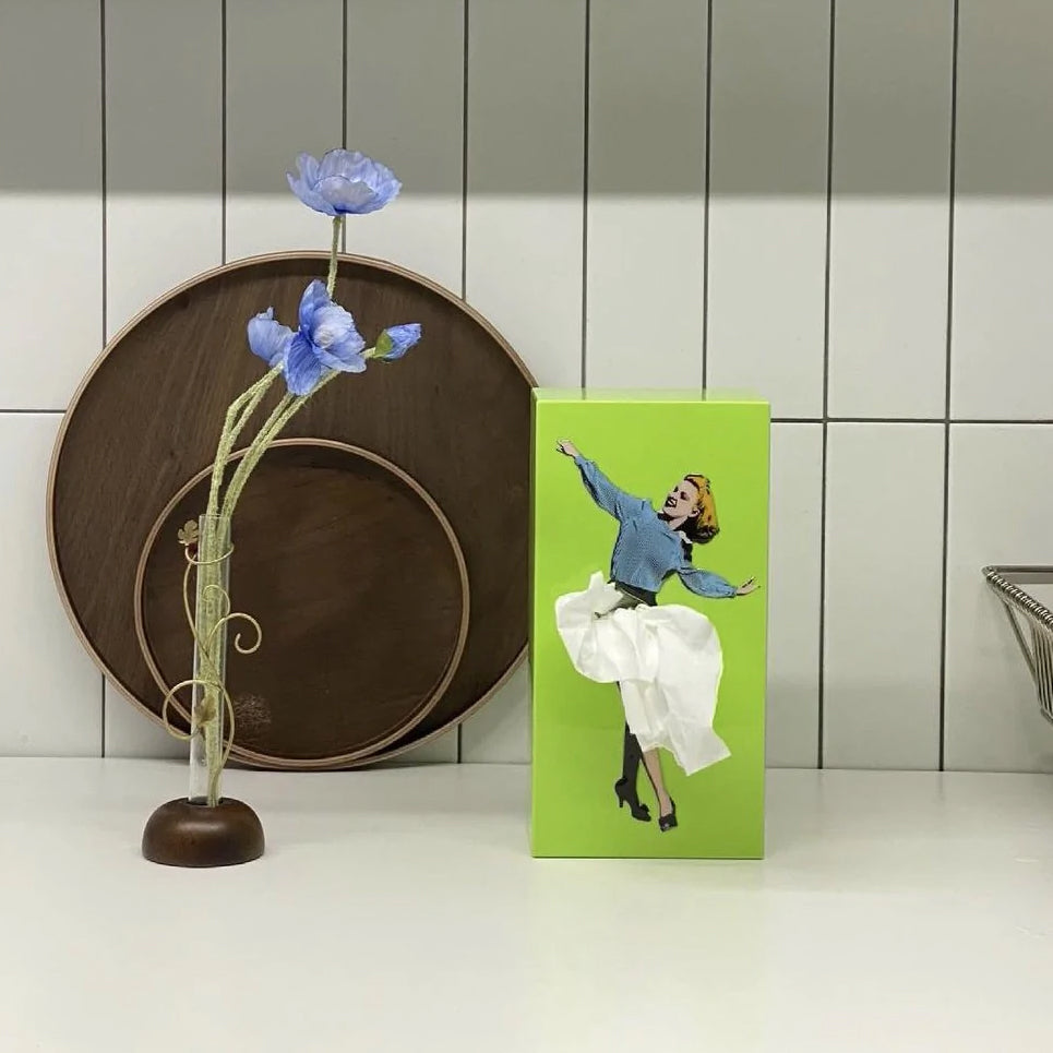 Tissue Up Girl Tissuebox│Groen│Retro Pin-Up zakdoekhouder│foto keukenblad