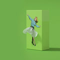 Tissue Up Girl Tissuebox│Groen│Retro Pin-Up zakdoekhouder│foto groene achtergrond