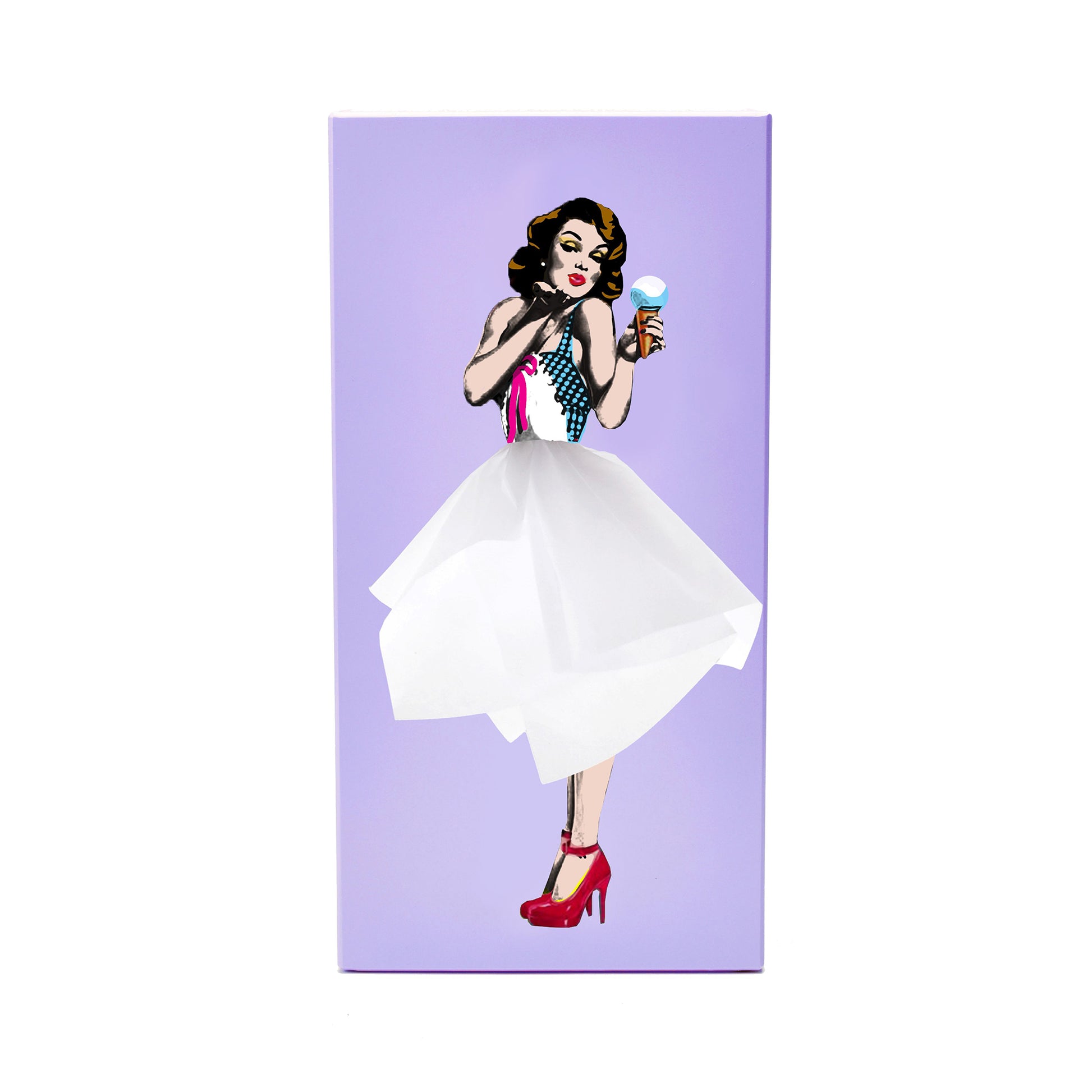 Tissue Up Girl Tissuebox│Purple│Retro Pin Up zakdoekhouder│foto front