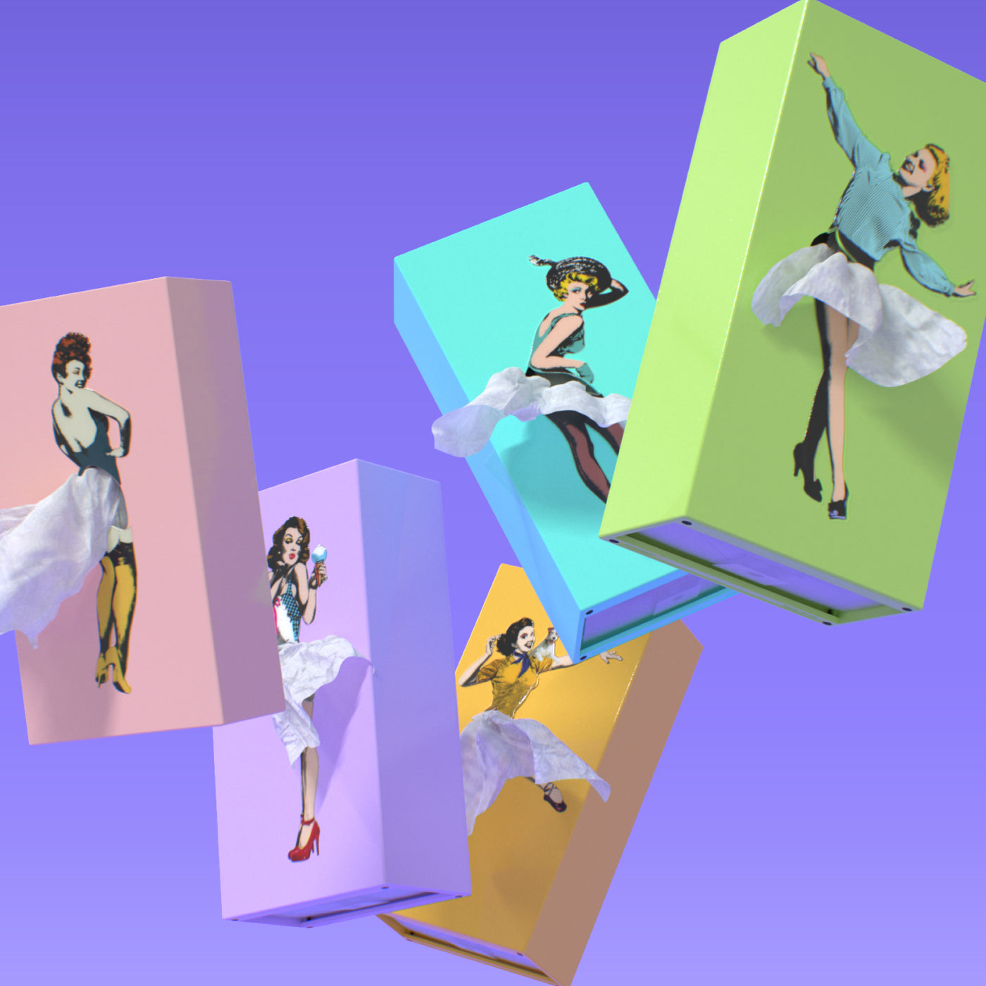 Tissue Up Girl Tissuebox│Mint│Retro Pin-Up zakdoekhouder│groep
