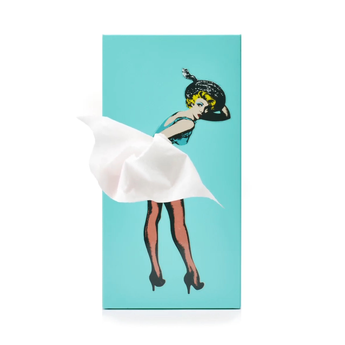 Tissue Up Girl Tissuebox│Mint│Retro Pin-Up zakdoekhouder│foto front