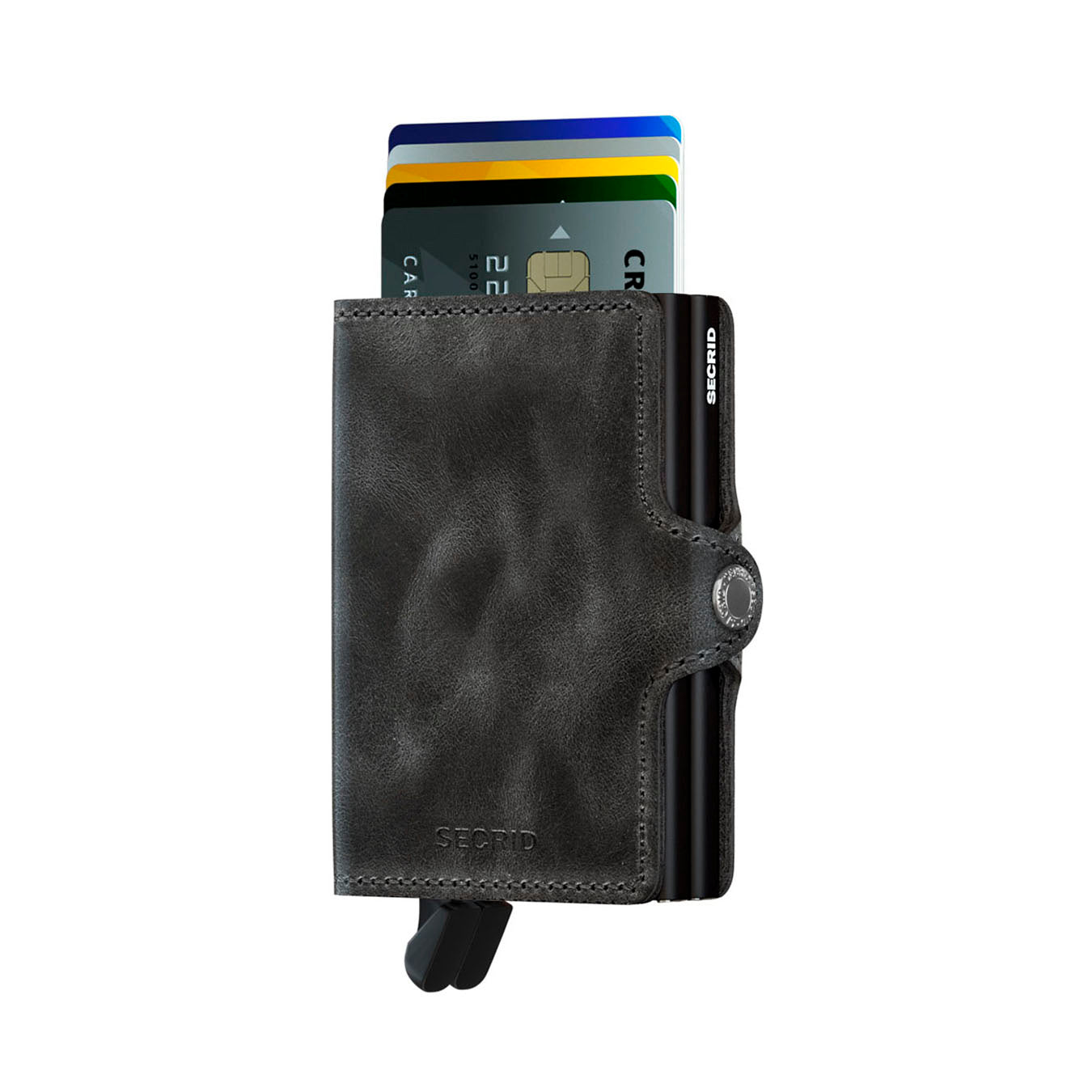 Secrid Twinwallet Vintage│art. TV-BLACK│Pasjeshouder│voorkant met uitgeschoven pasjes en clip