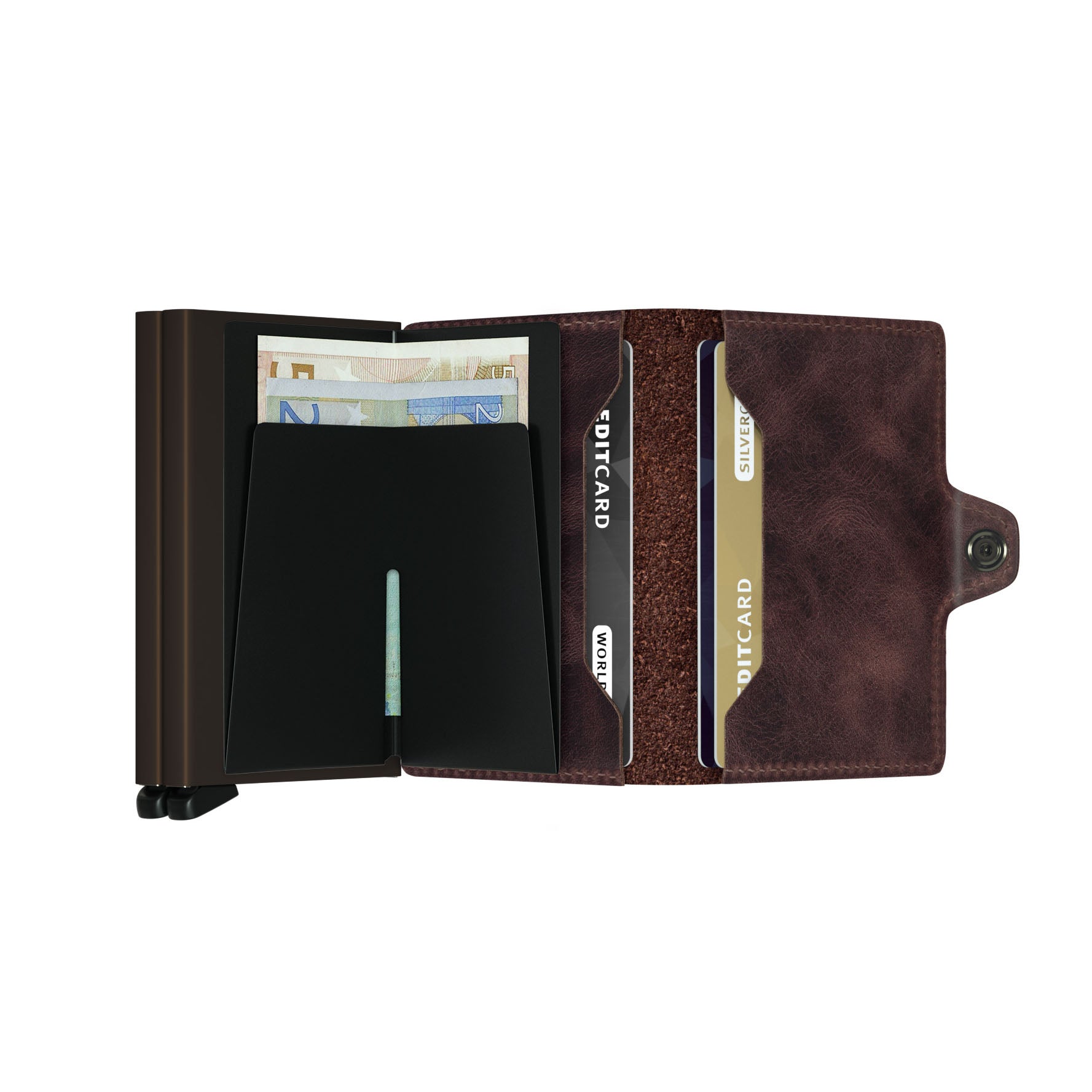 Secrid Twinwallet Vintage│art. TV-CHOCOLAT│Pasjeshouder│geopend met contant geld