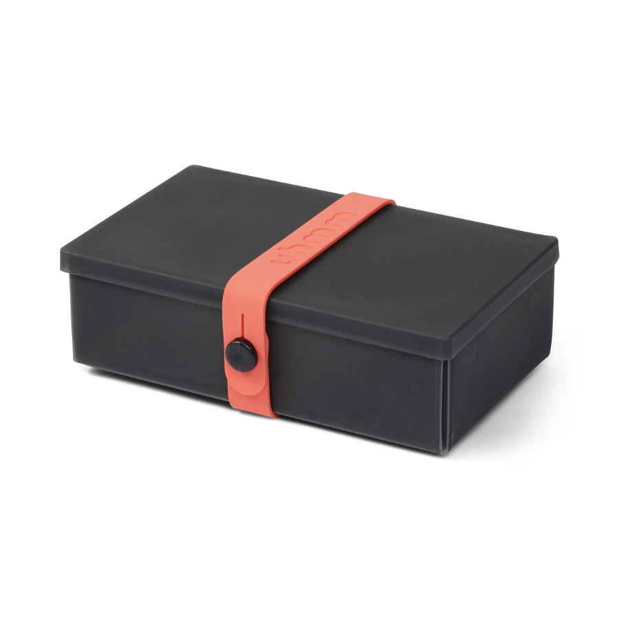 Uhmm 01 Black Chalk Opvouwbare Luchbox│art. 981274│vooraanzicht met Strap Coral Red