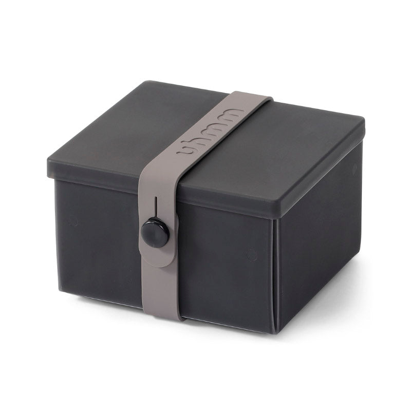 Uhmm 02 Opvouwbare Lunchbox Black Chalk│art. 981279│vooraanzicht met strap Donkergrijs