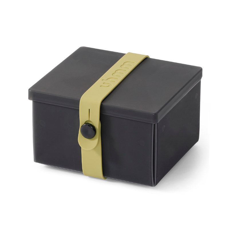 Uhmm 02 Opvouwbare Lunchbox Black Chalk│art. 981279│vooraanzicht met strap Citrus