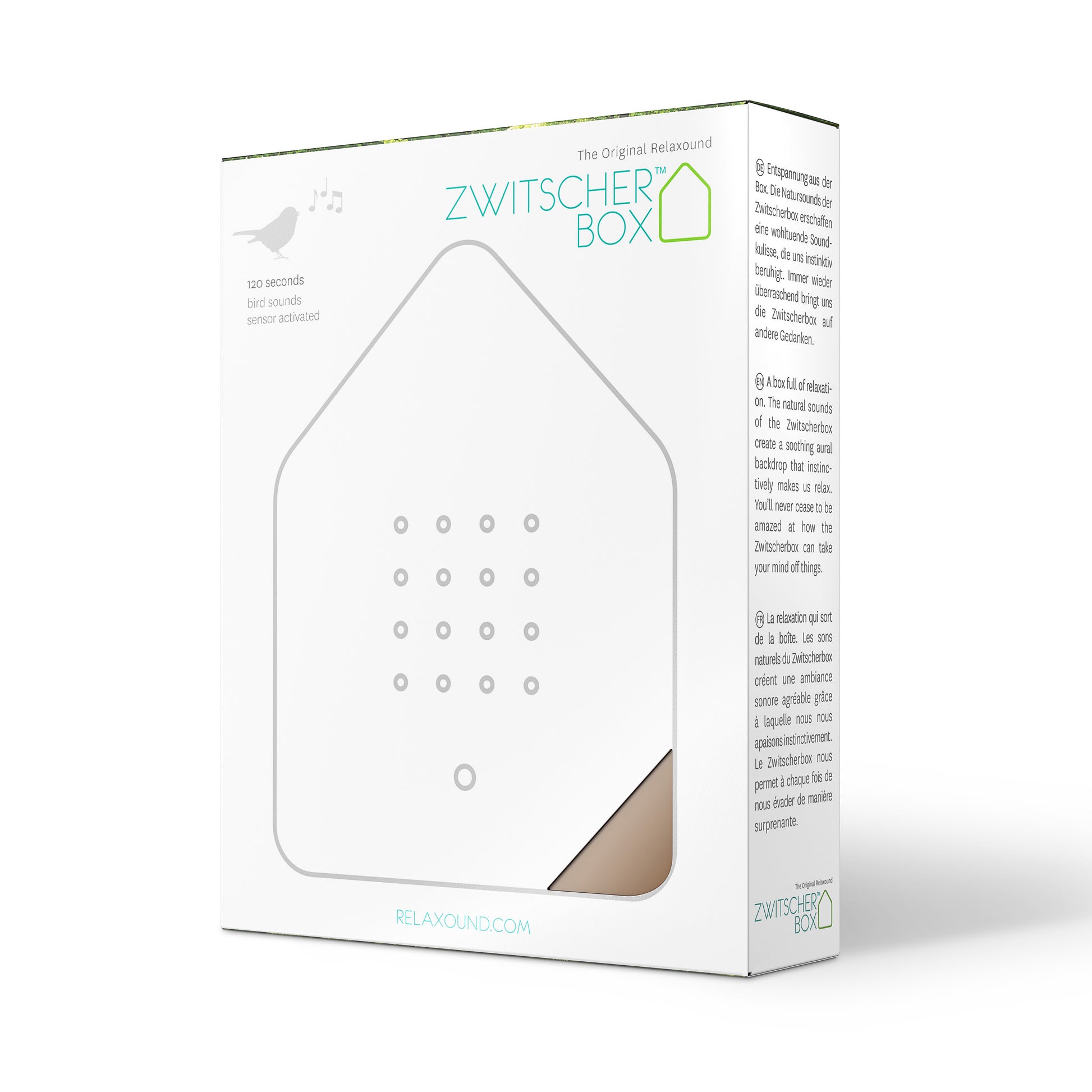 Zwitscherbox Classic Taupe│Vogelgeluiden│Relaxound│art. 11ZBX0101014│verpakking