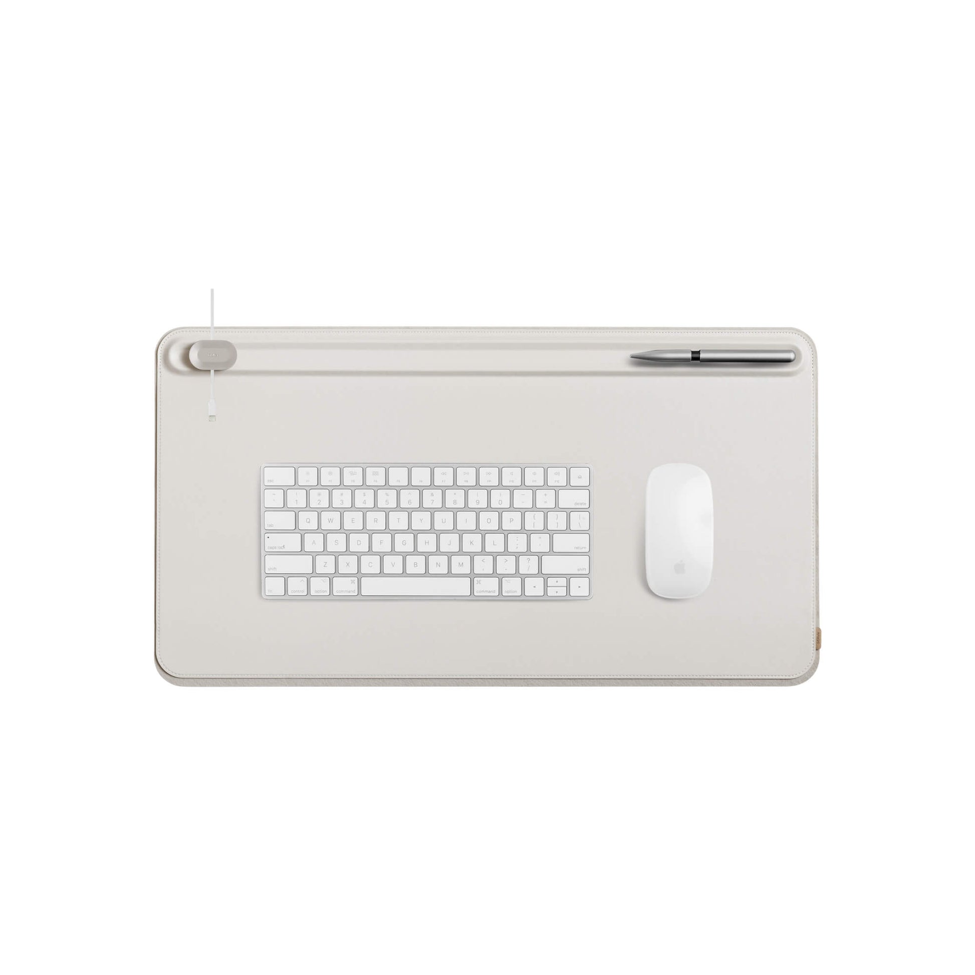 Orbitkey Desk Mat Medium Stone│Bureau-Organizer│art. DKMT-MD1-STGY│bovenaanzicht met toetsenbord