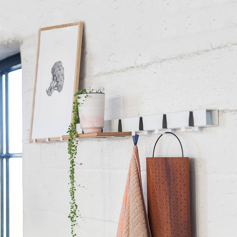 Coatrack by the Meter 50cm Mintgroen│Vij5│witte versie met houten plankje