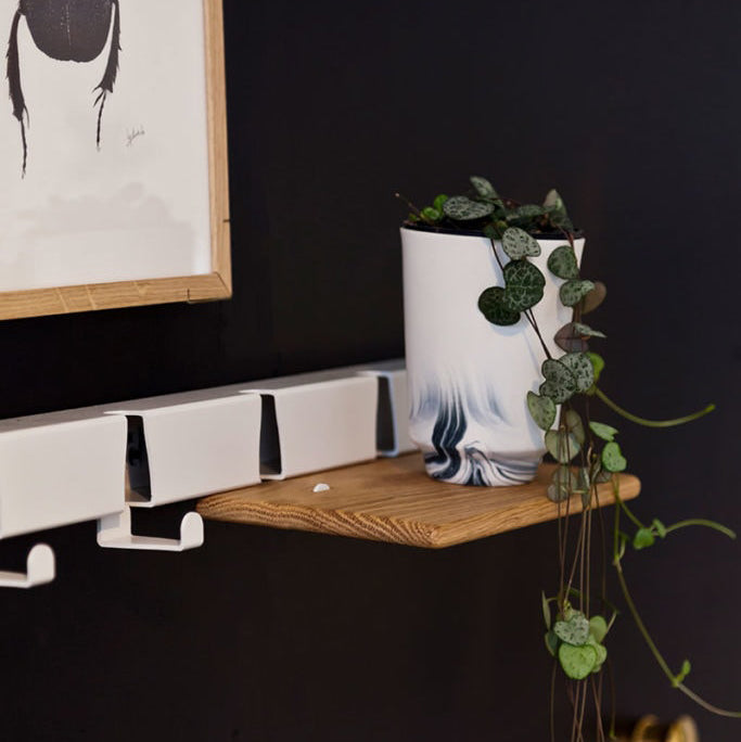 Coatrack by the Meter 50cm Mintgroen│Vij5│witte versie met eiken plankje en plantje