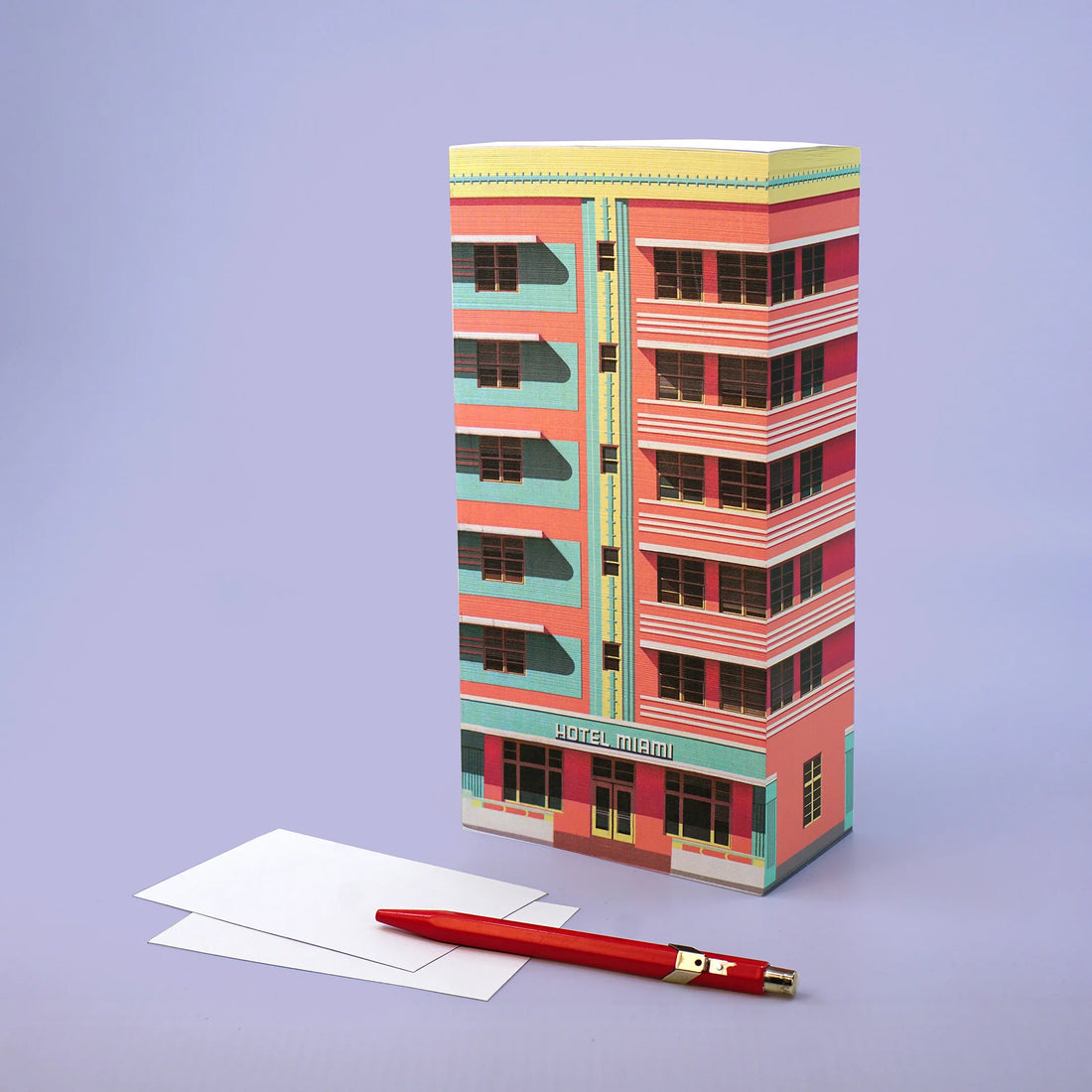 Paperscraper Miami│Memoblok│vooraanzicht schuin met witte achtergrond