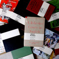 Verschillende About Blanks notitieboeken van oude boekkaften, liggend