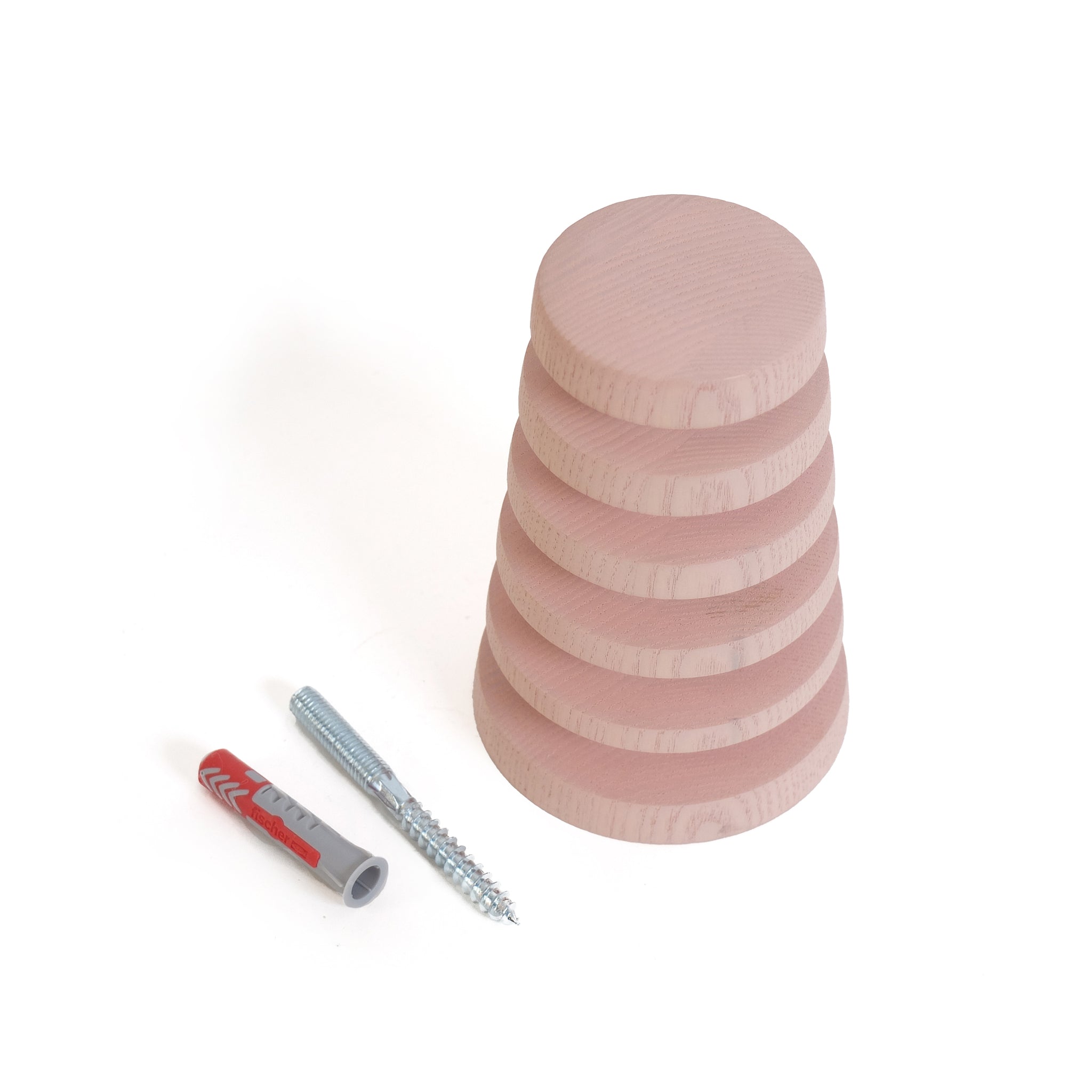 Alf Wandhaak Essenhout Roze│Vij5│staand met schroef en plug