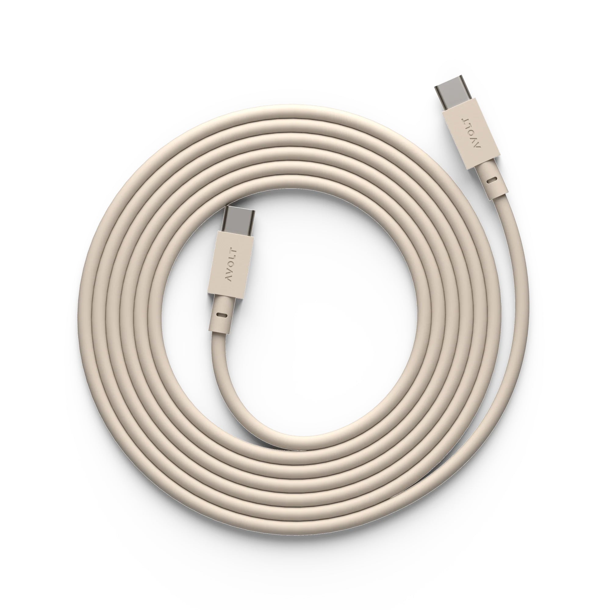 Avolt Cable 1 Nomad Sand│Oplaadkabel USB-C│art. C1CC-IN60-18BE│bovenaanzicht opgerold