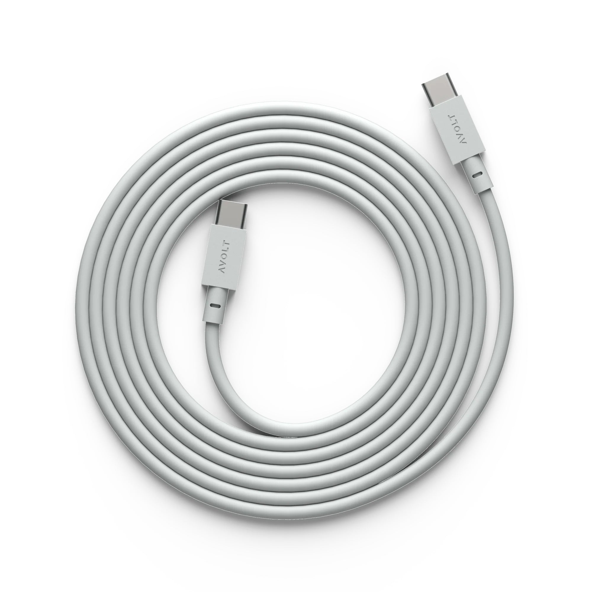 Avolt Cable 1 Oplaadkabel USB-C naar USB-C│Gotland Grey│art. C1CC-IN60-18GG│bovenaanzicht opgerold