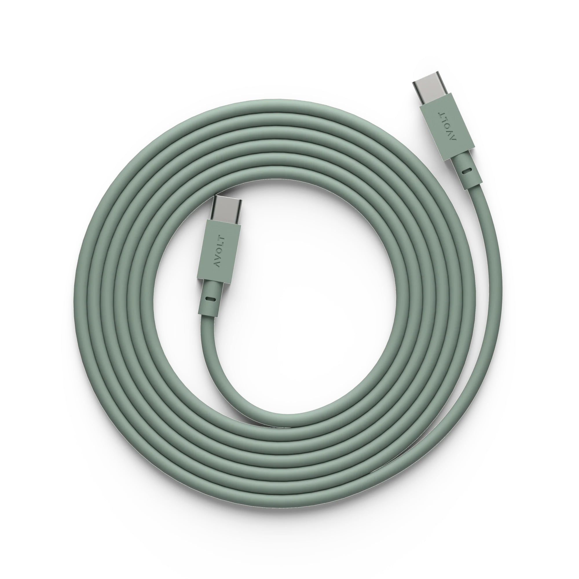 Avolt Cable 1 Oak Green│Oplaadkabel USB-C │art. C1CC-IN60-18OG │bovenaanzicht opgerold