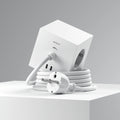 Avolt x Martinelli Luce Square 1 Stekkerdoos White│art. SQ1-SKFC20-18WH│op witte tafel met grijze achtergrond