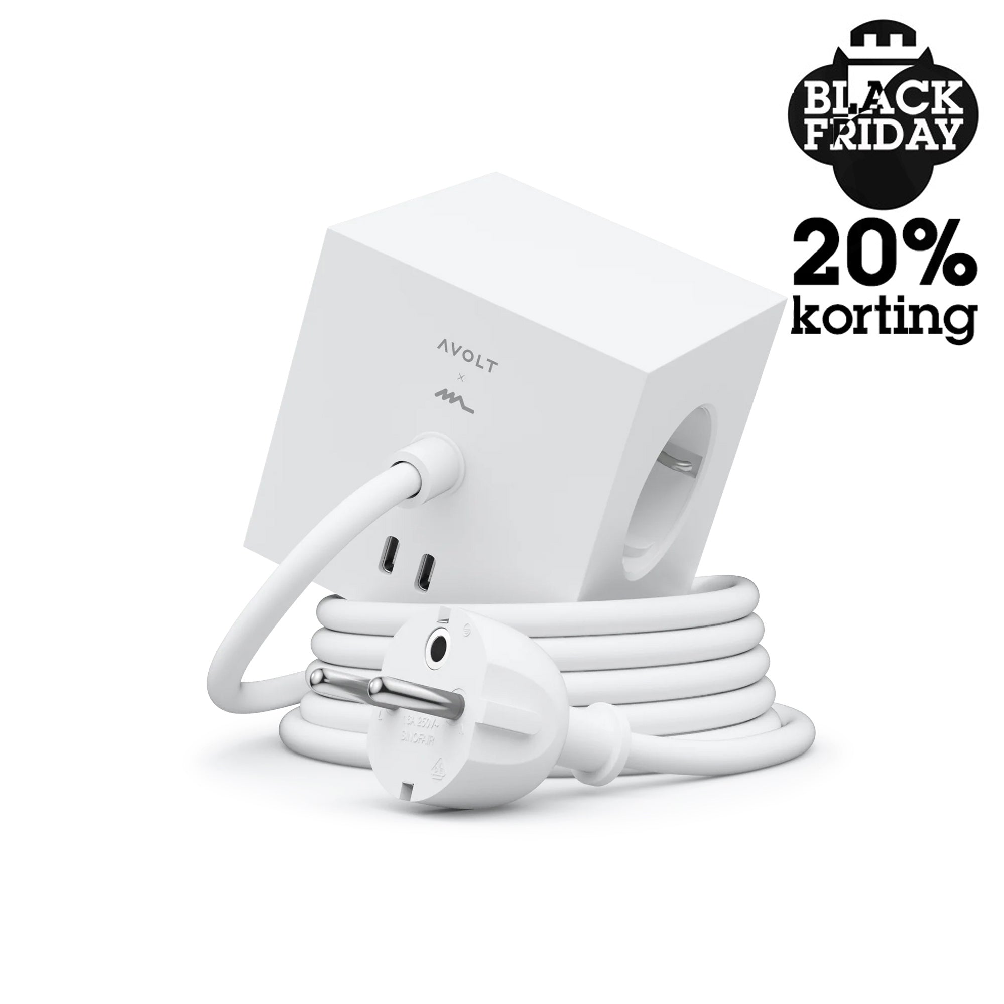 Avolt x Martinelli Luce Square 1 Stekkerdoos White│art. SQ1-SKFC20-18WH│Black Friday 20% Korting