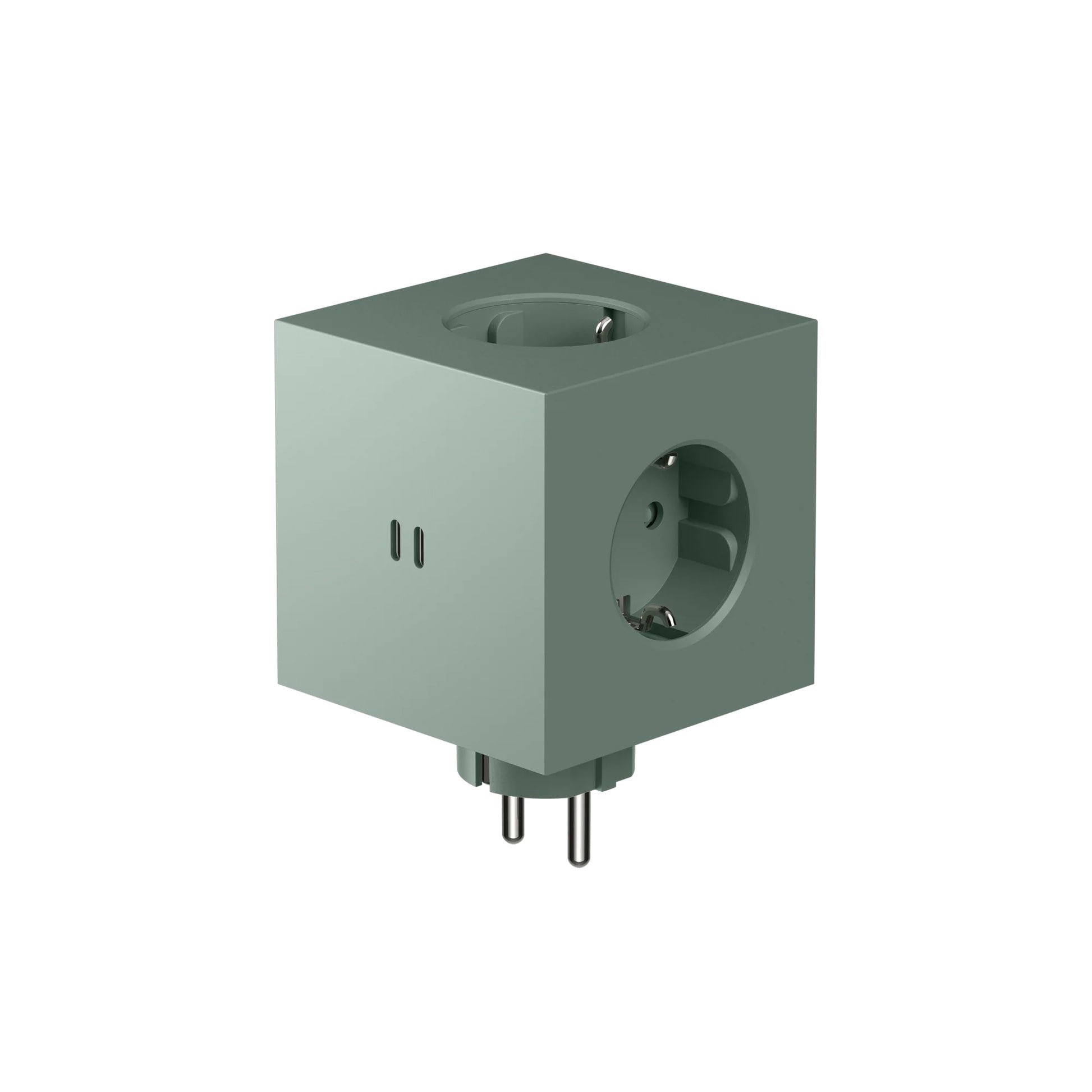 Avolt Square 2 Stekkerdoos & USB-C Oplader│Oak Green│art. SQ2-EUFC30-WMOG│vooraanzicht met witte achtergrond