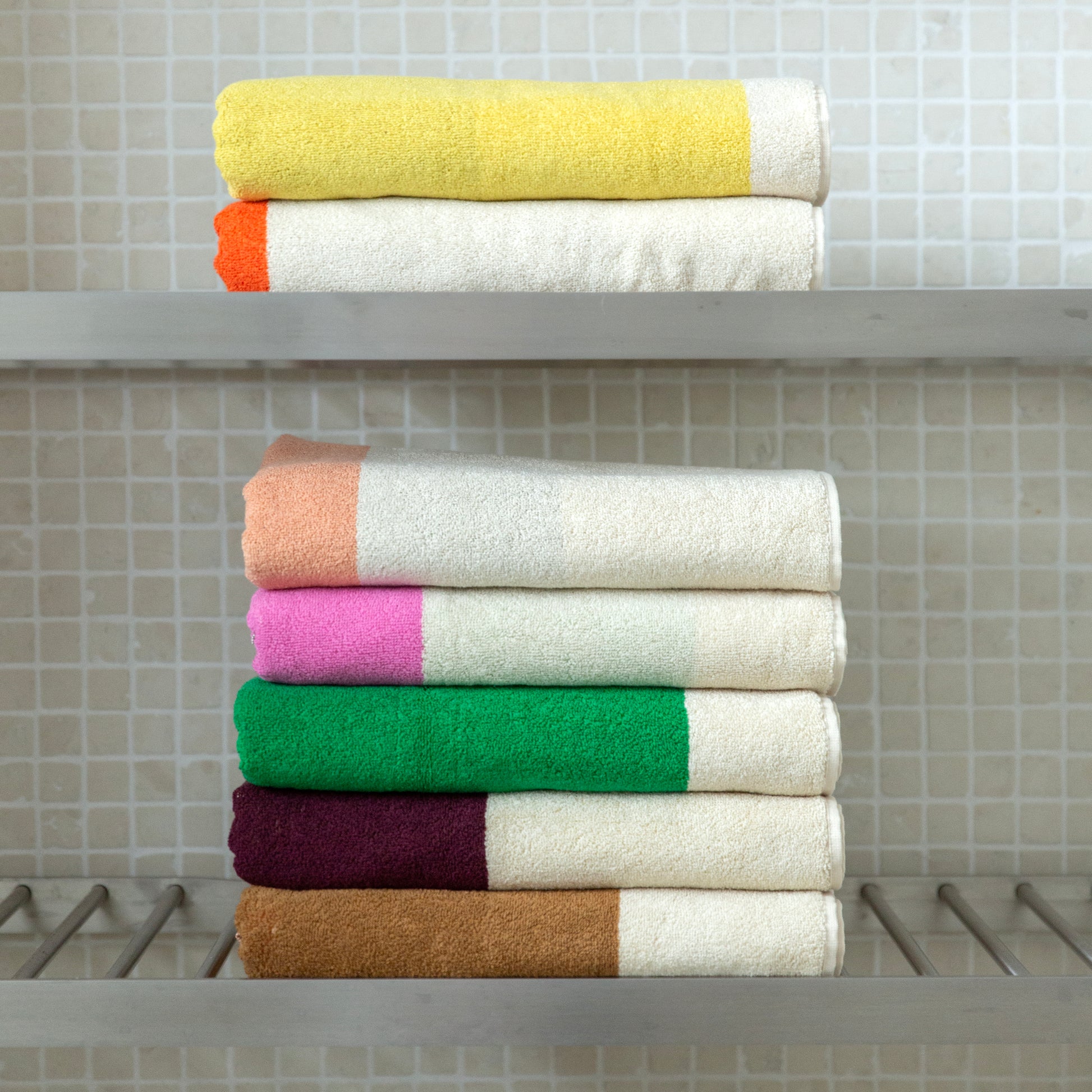 Badhanddoek 70x140 Royal Blue&Peach│Martens&Martens-Suite702│art. MMTT70RBPE│diverse soorten op rekje