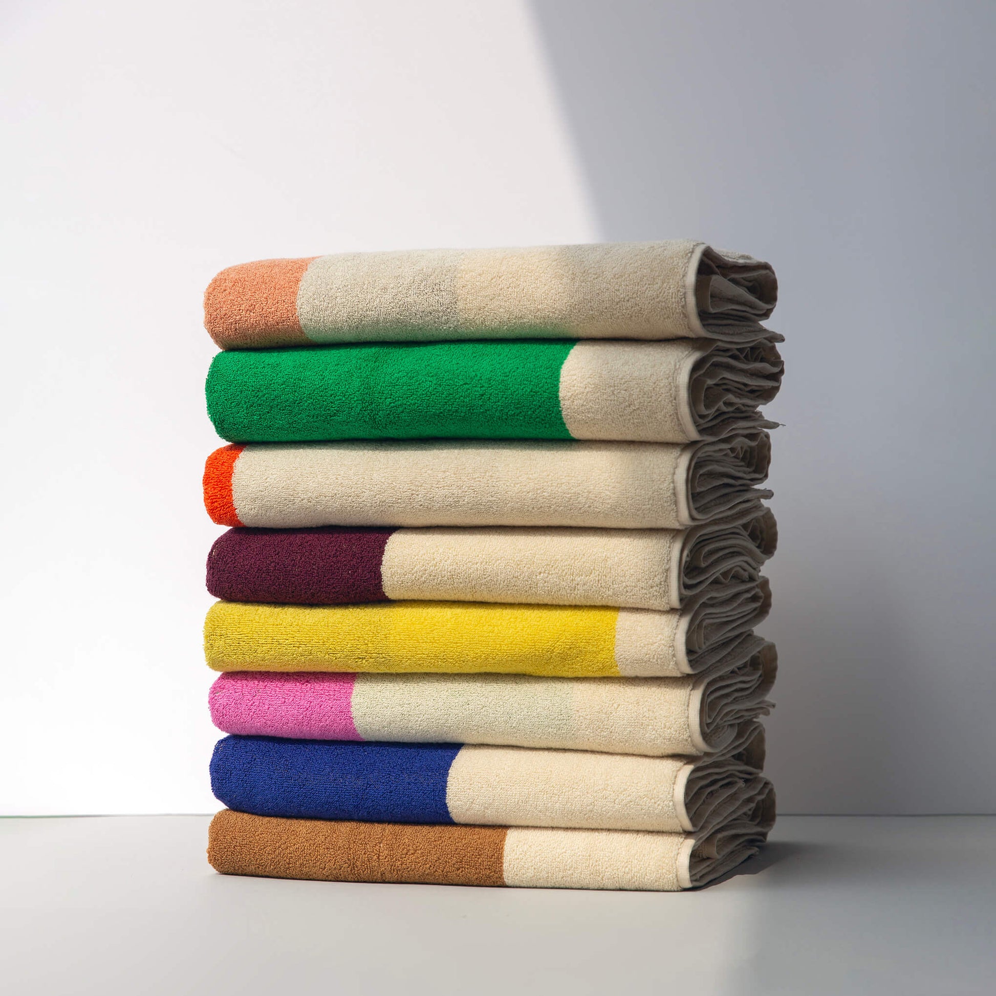 Badhanddoek 70x14 Orange&Honey│Martens&Martens-Suite702│art. MMTT70ORHO│diverse varianten voor- en achterkant gestapeld