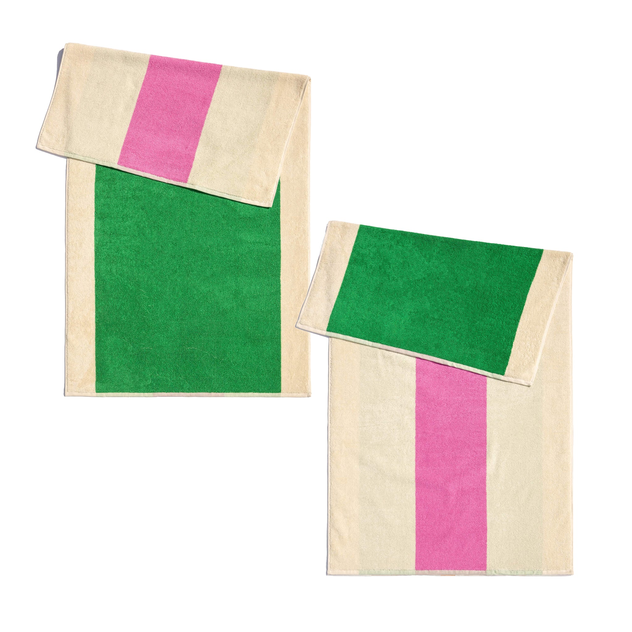 Badhanddoek 70x140 Pink&Green│Martens&Martens-Suite702│voor- en achterkant