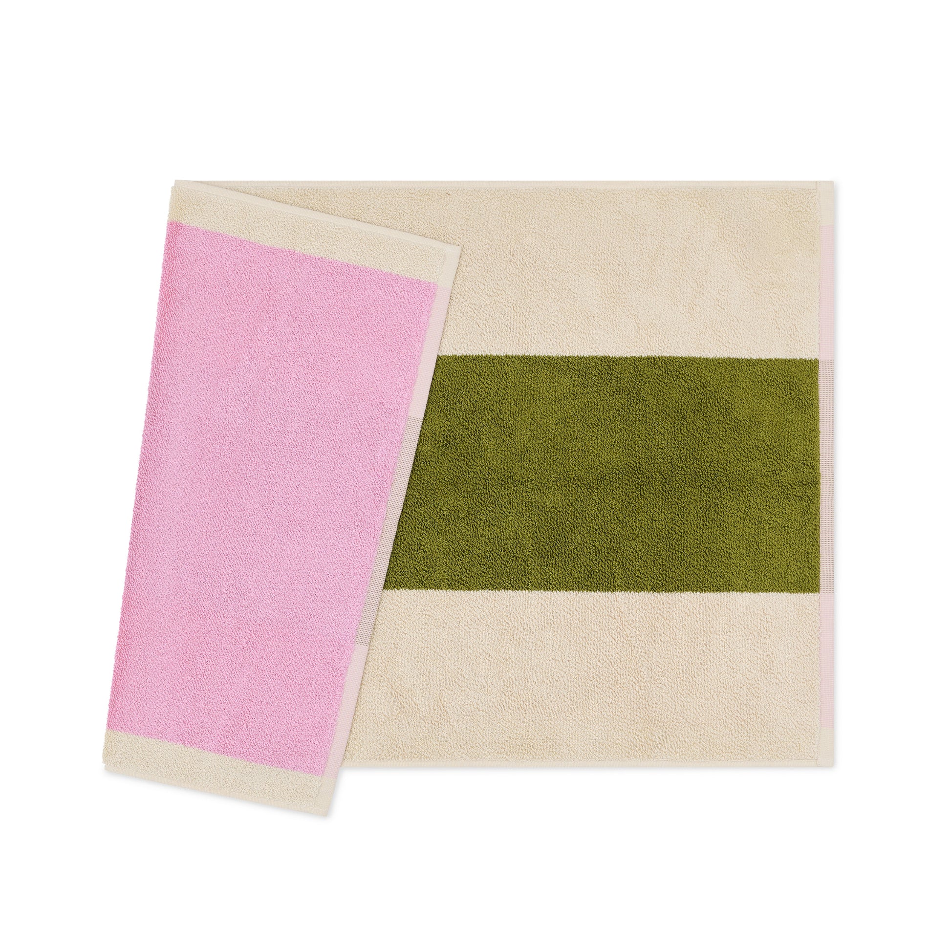 Badmat Martens & Martens Pink & Olive Suite702│art. CMMBM50PIOL│voorkant met witte achtergrond