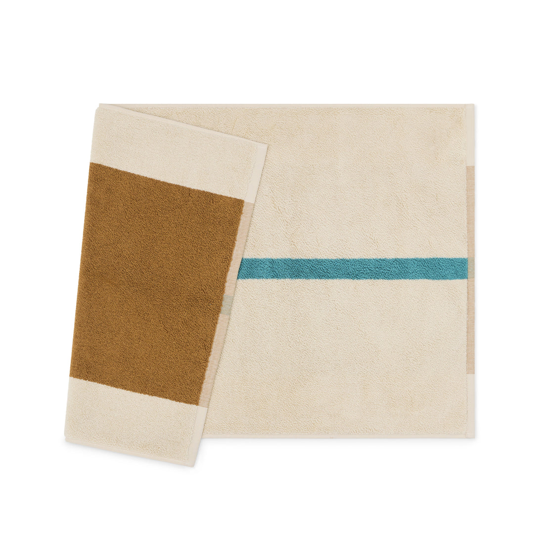 Badmat Martens & Martens Toffee & Turquoise Suite702│art. CMMBM50TOTU│voorkant met witte achtergrond