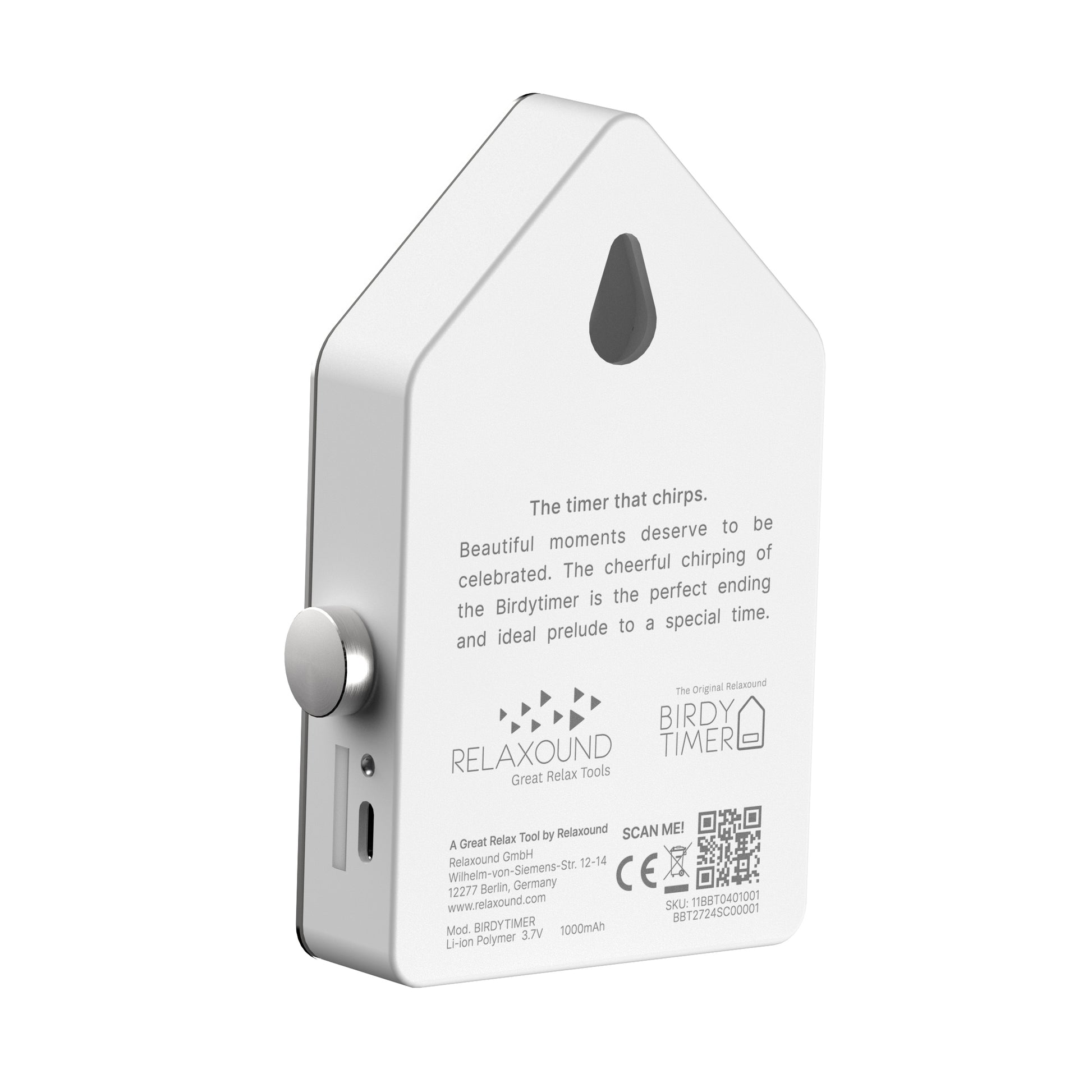 Birdytimer Roestvrij Staal│Kookwekker met Vogelgeluiden Relaxound│art. 1BBT0401001│achterkant